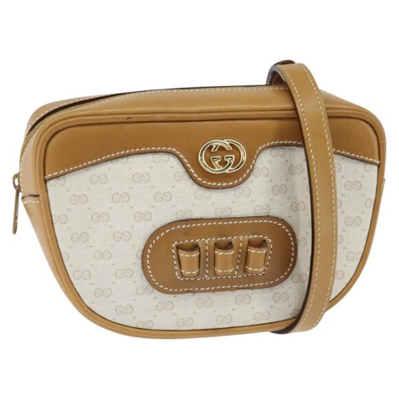 GUCCI Micro GG Supreme Shoulder Bag PVC Beige Gold - Picture 2 of 16
